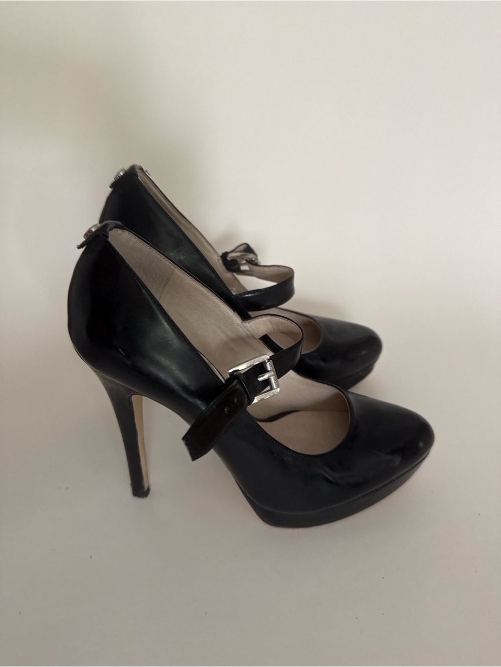 MICHAEL Michael Kors Black Patent Mary Jane Heels with Buckle